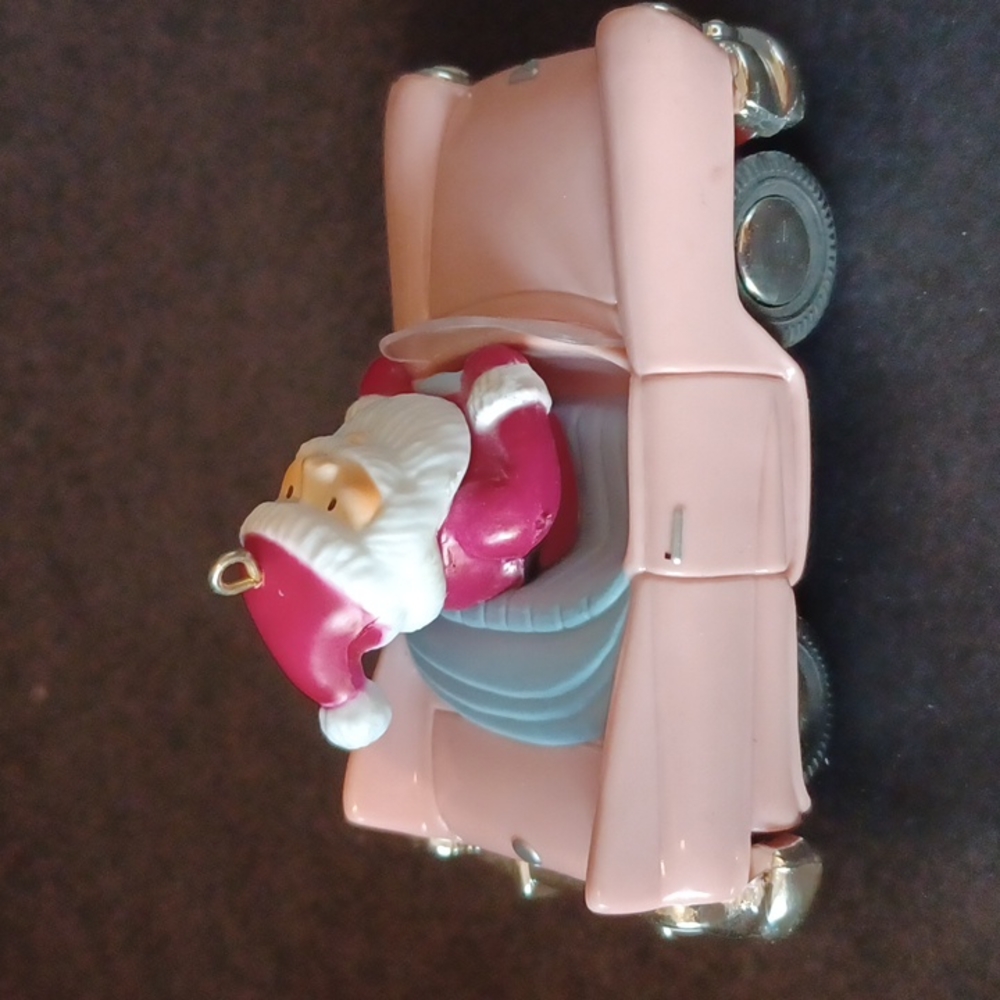 Vintage American Greetings Crusin' Santa Pink Car Christmas Ornament 1990